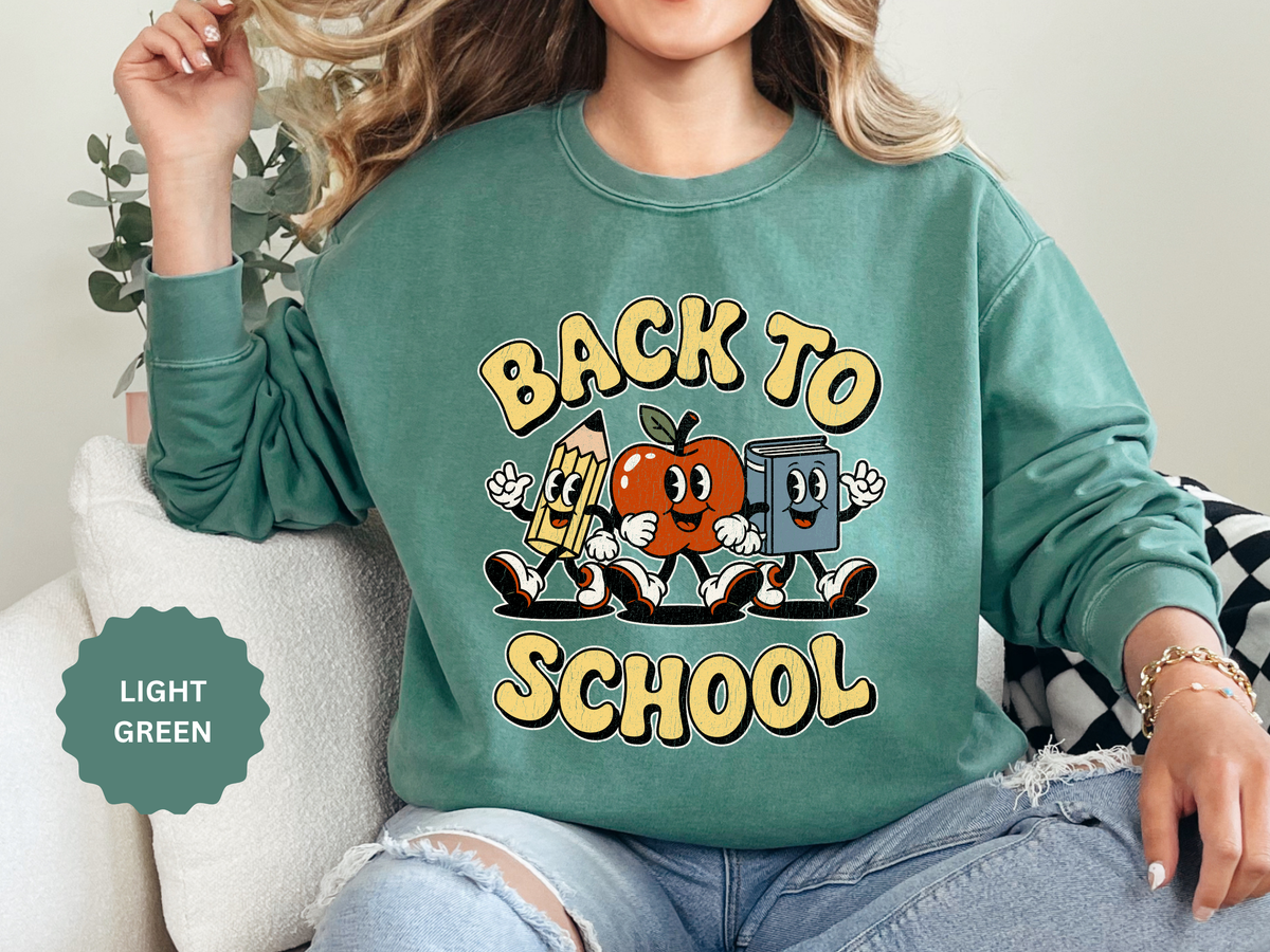 Back to School T-Shirt, Retro Apple Pencil and Book Graphic Tee, Teacher Shirt, First Day Classroom Outfit, Educator Gift, School Staff Top