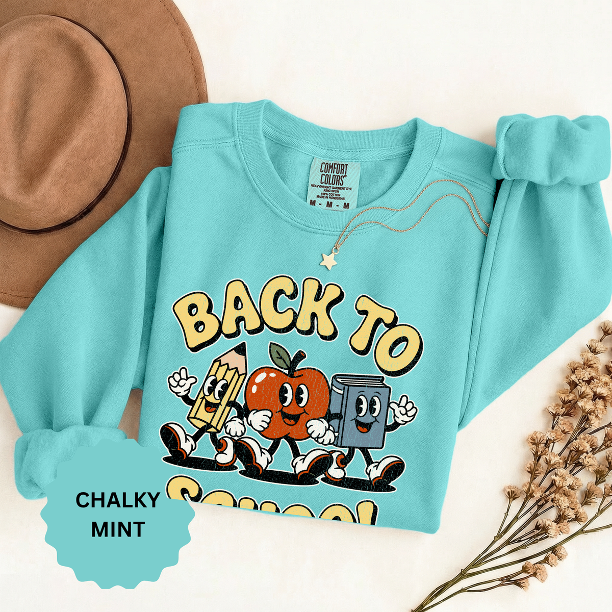 Back to School T-Shirt, Retro Apple Pencil and Book Graphic Tee, Teacher Shirt, First Day Classroom Outfit, Educator Gift, School Staff Top