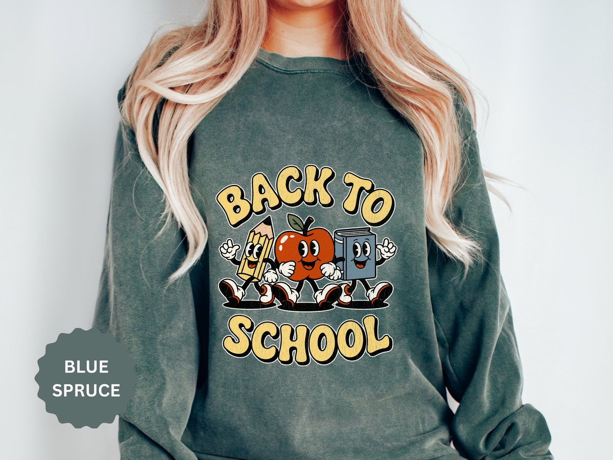 Back to School T-Shirt, Retro Apple Pencil and Book Graphic Tee, Teacher Shirt, First Day Classroom Outfit, Educator Gift, School Staff Top