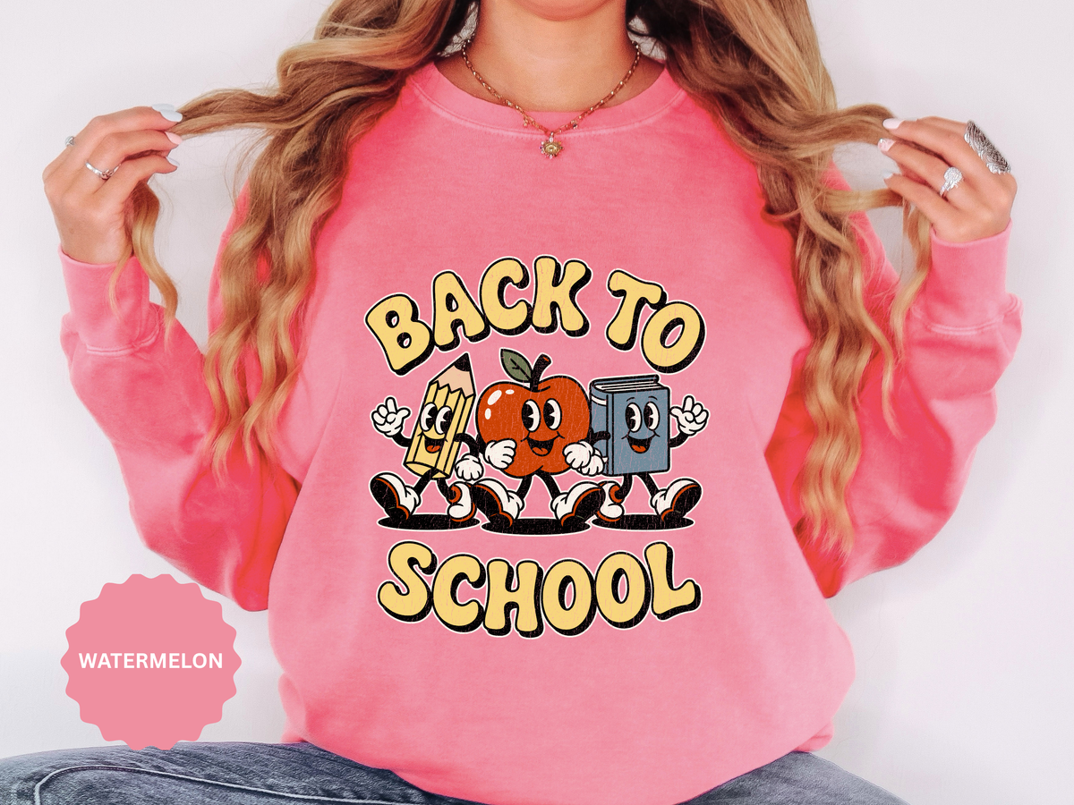 Back to School T-Shirt, Retro Apple Pencil and Book Graphic Tee, Teacher Shirt, First Day Classroom Outfit, Educator Gift, School Staff Top