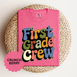 First Grade Crew T-Shirt, Retro Teacher Team Graphic Tee, Elementary School Staff Gift, First Day Classroom Outfit, Grade One Shirt
