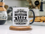 Funny Military Coffee Mug, Sleep Deprived and Mission Fueled Cup, Sarcastic Soldier Gift, Veteran Birthday Present, Tactical Humor