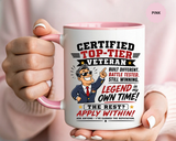 Funny Veteran Coffee Mug, Certified Top Tier Veteran Cup, Military Retirement Gift for Him, Veterans Day Birthday Present, Veteran Humor
