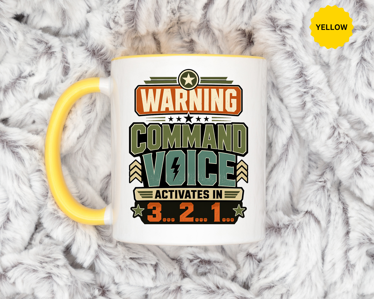 Funny Military Command Voice Mug, Warning Countdown Coffee Cup, Army Dad or Veteran Gift for Him, Retirement Birthday Humor Present