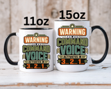 Funny Military Command Voice Mug, Warning Countdown Coffee Cup, Army Dad or Veteran Gift for Him, Retirement Birthday Humor Present