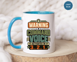 Funny Military Command Voice Mug, Warning Countdown Coffee Cup, Army Dad or Veteran Gift for Him, Retirement Birthday Humor Present
