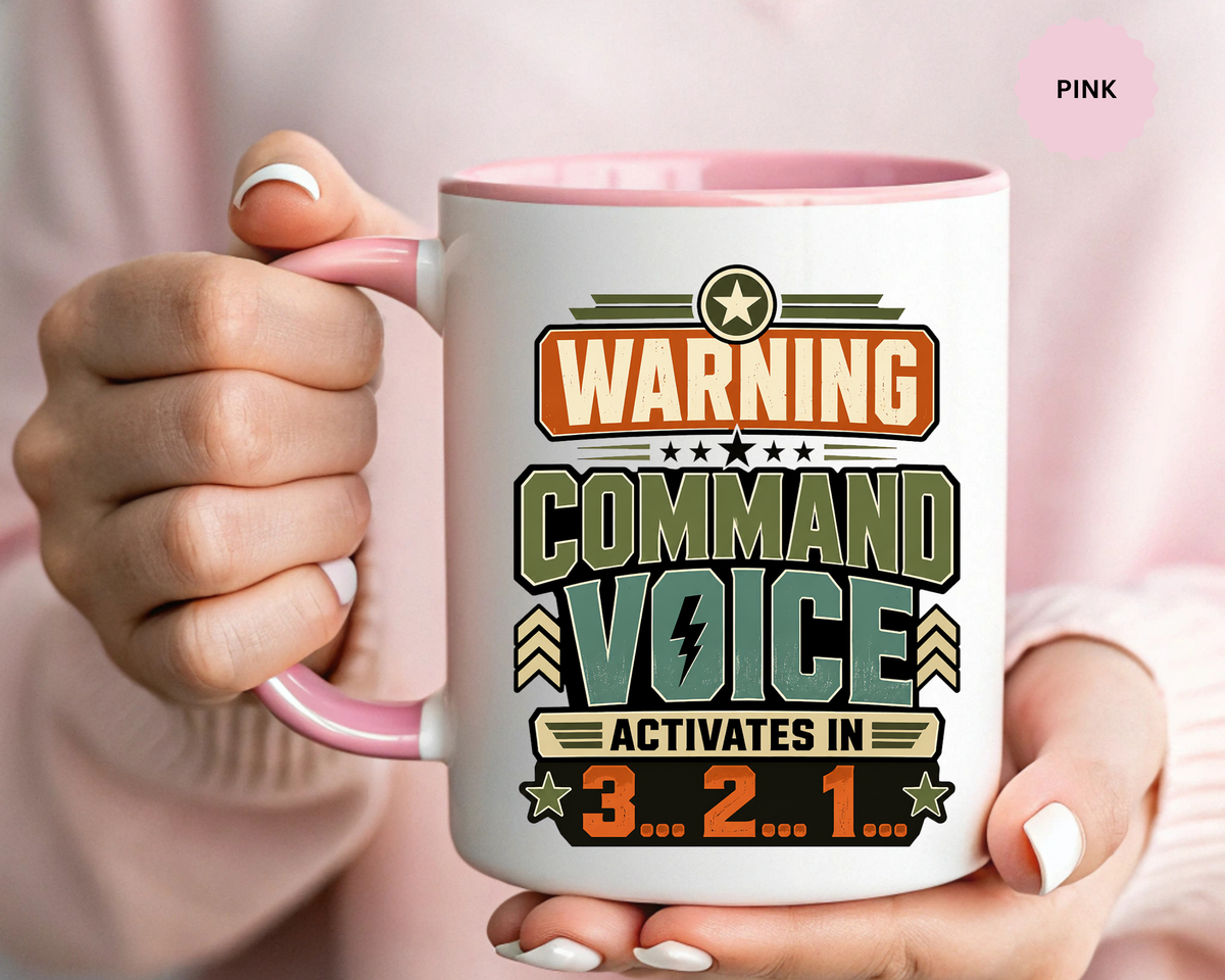Funny Military Command Voice Mug, Warning Countdown Coffee Cup, Army Dad or Veteran Gift for Him, Retirement Birthday Humor Present