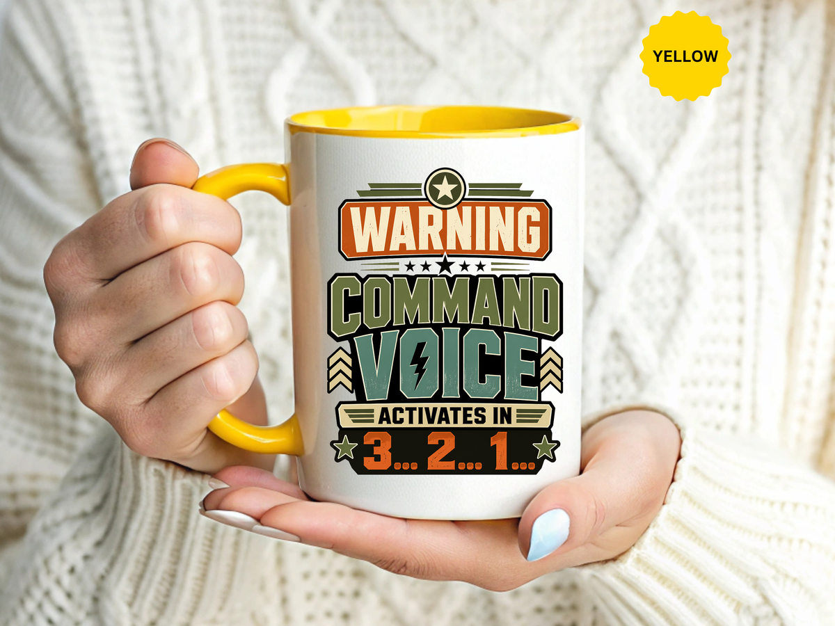 Funny Military Command Voice Mug, Warning Countdown Coffee Cup, Army Dad or Veteran Gift for Him, Retirement Birthday Humor Present