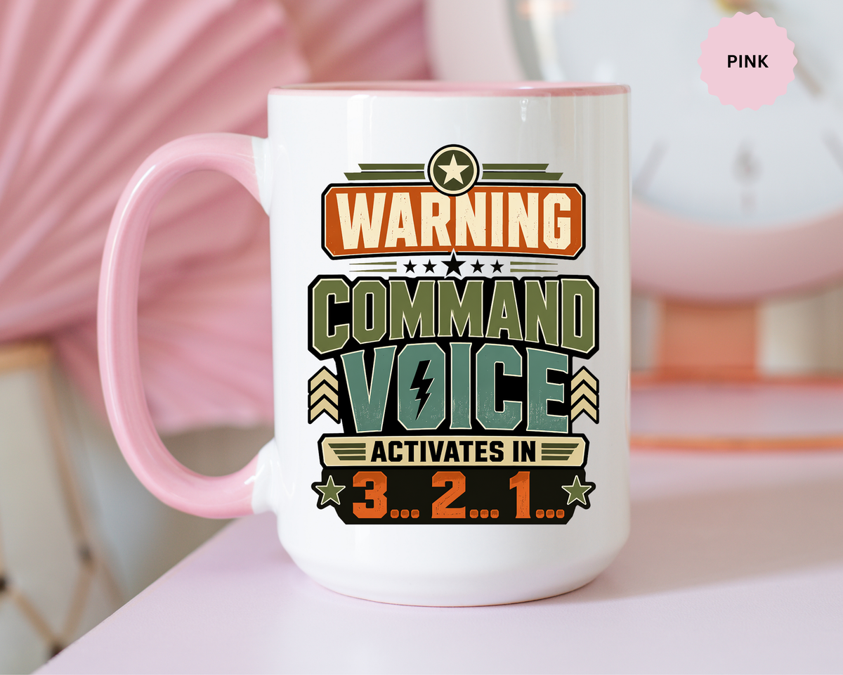 Funny Military Command Voice Mug, Warning Countdown Coffee Cup, Army Dad or Veteran Gift for Him, Retirement Birthday Humor Present