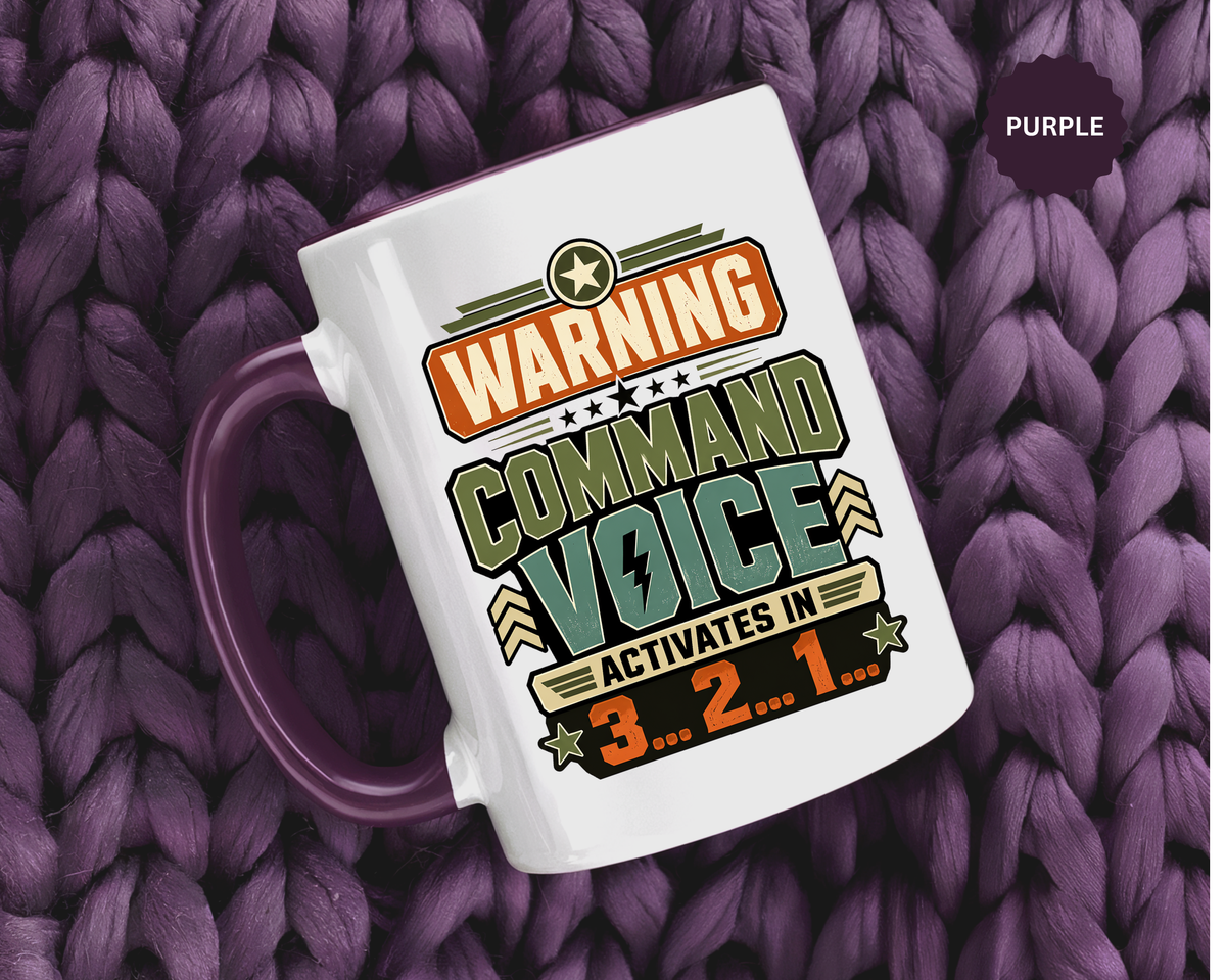 Funny Military Command Voice Mug, Warning Countdown Coffee Cup, Army Dad or Veteran Gift for Him, Retirement Birthday Humor Present