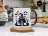 Cute Haunted House Mug, Kawaii Ghost Halloween Coffee Cup, Spooky Season Gift for Her, Purple Witchy Decor, Cozy Fall Birthday Present