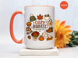 Cozy Harvest Coffee Mug, Cute Autumn Favorites Cup, Fall Gift for Her, Pumpkin Spice Lover Birthday Present, Thanksgiving Kitchen Decor