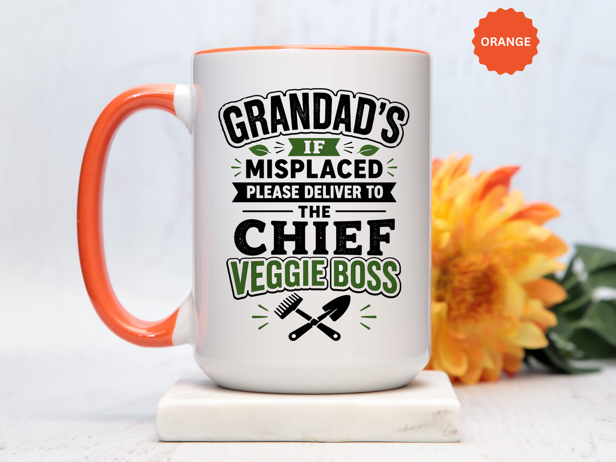 Funny Granddad Gardening Mug, Misplaced Veggie Boss Coffee Cup, Gift for Grandpa Gardener, Fathers Day Birthday Present, Garden Humor