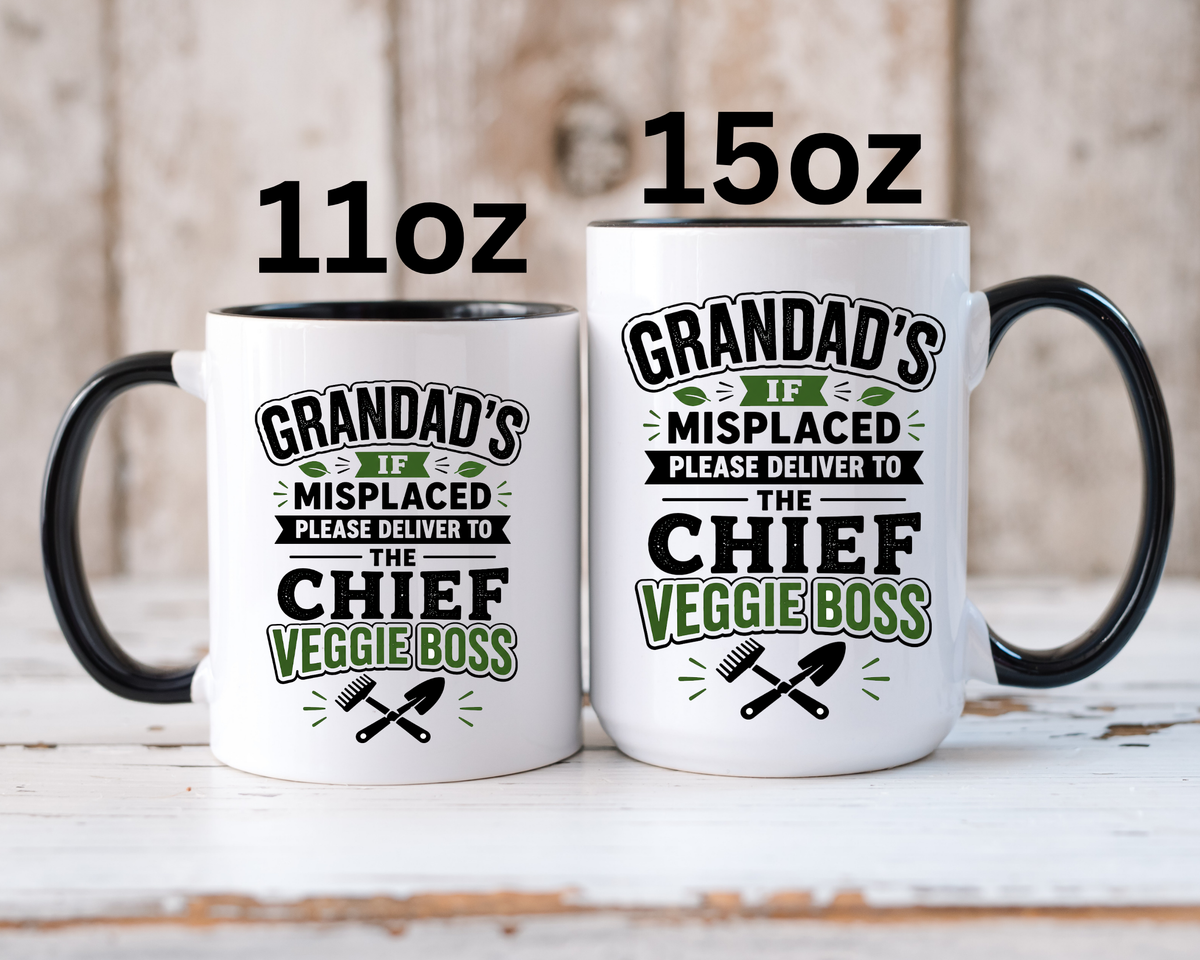 Funny Granddad Gardening Mug, Misplaced Veggie Boss Coffee Cup, Gift for Grandpa Gardener, Fathers Day Birthday Present, Garden Humor