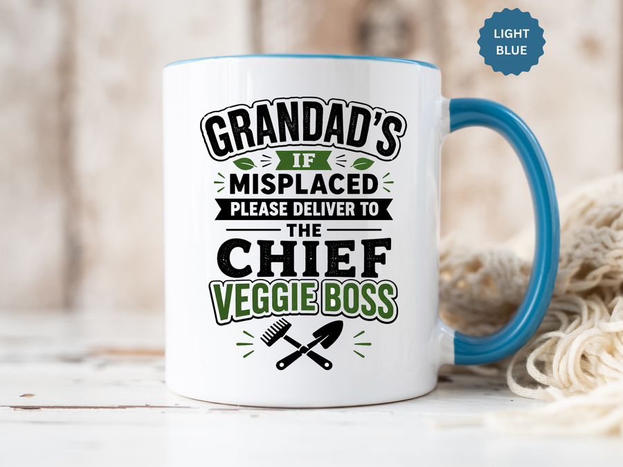 Funny Granddad Gardening Mug, Misplaced Veggie Boss Coffee Cup, Gift for Grandpa Gardener, Fathers Day Birthday Present, Garden Humor