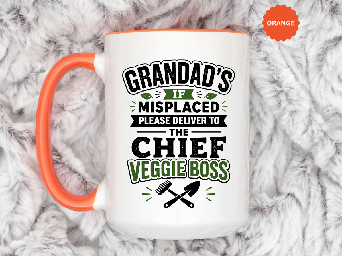 Funny Granddad Gardening Mug, Misplaced Veggie Boss Coffee Cup, Gift for Grandpa Gardener, Fathers Day Birthday Present, Garden Humor