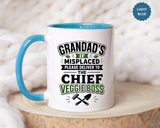 Funny Granddad Gardening Mug, Misplaced Veggie Boss Coffee Cup, Gift for Grandpa Gardener, Fathers Day Birthday Present, Garden Humor