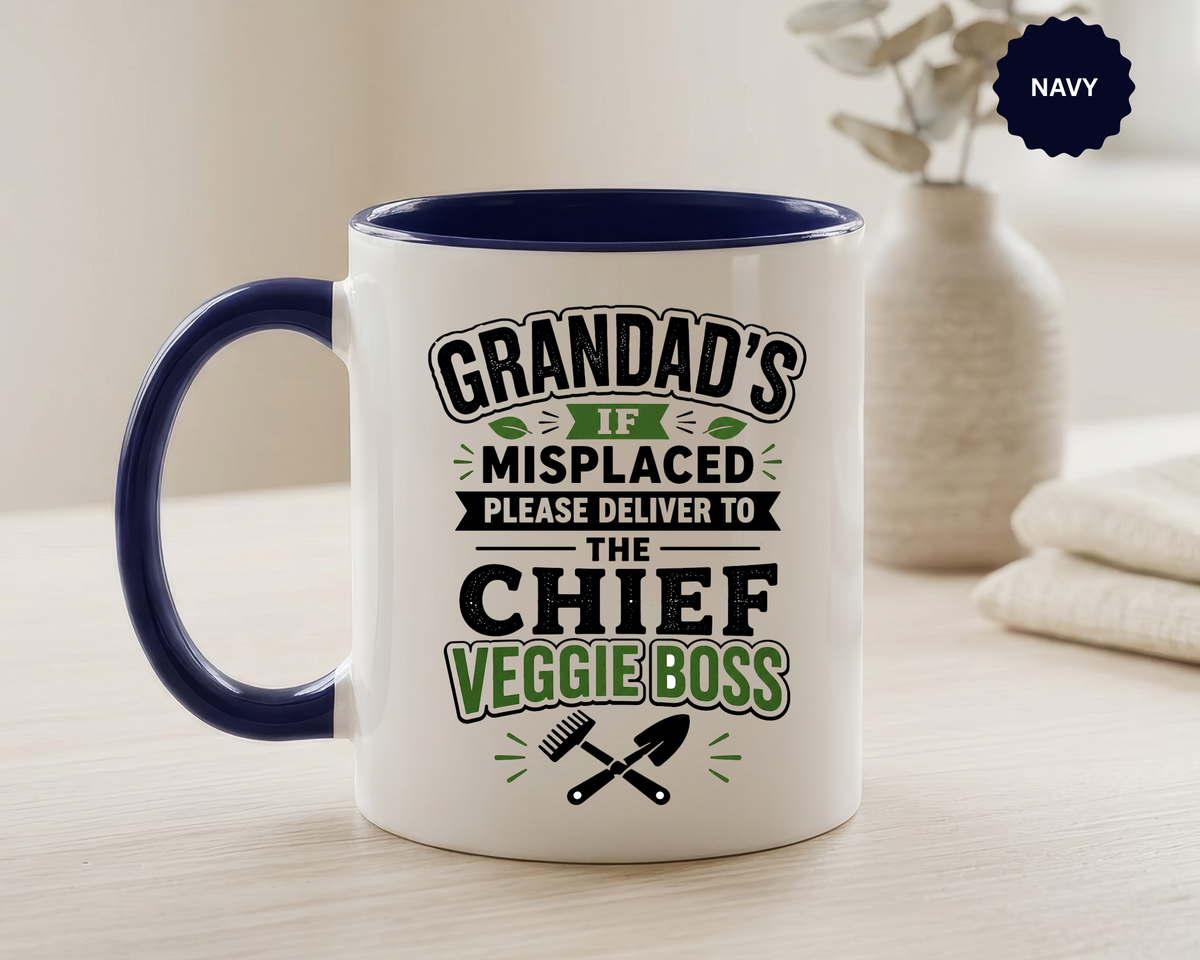 Funny Granddad Gardening Mug, Misplaced Veggie Boss Coffee Cup, Gift for Grandpa Gardener, Fathers Day Birthday Present, Garden Humor