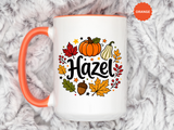 Personalized Fall Name Mug, Custom Hazel Pumpkin Coffee Cup, Autumn Birthday Gift for Her, Thanksgiving Keepsake, Cozy Seasonal Present