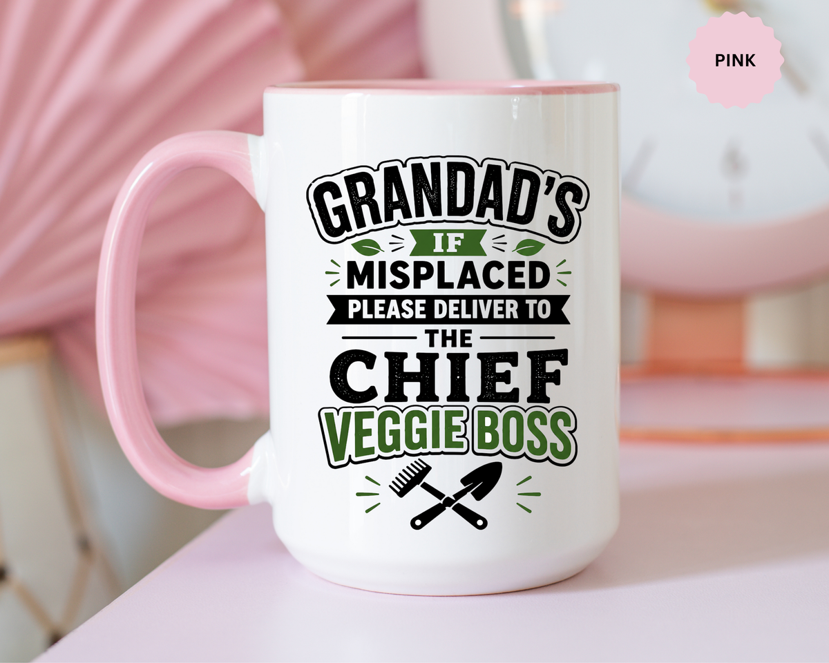 Funny Granddad Gardening Mug, Misplaced Veggie Boss Coffee Cup, Gift for Grandpa Gardener, Fathers Day Birthday Present, Garden Humor