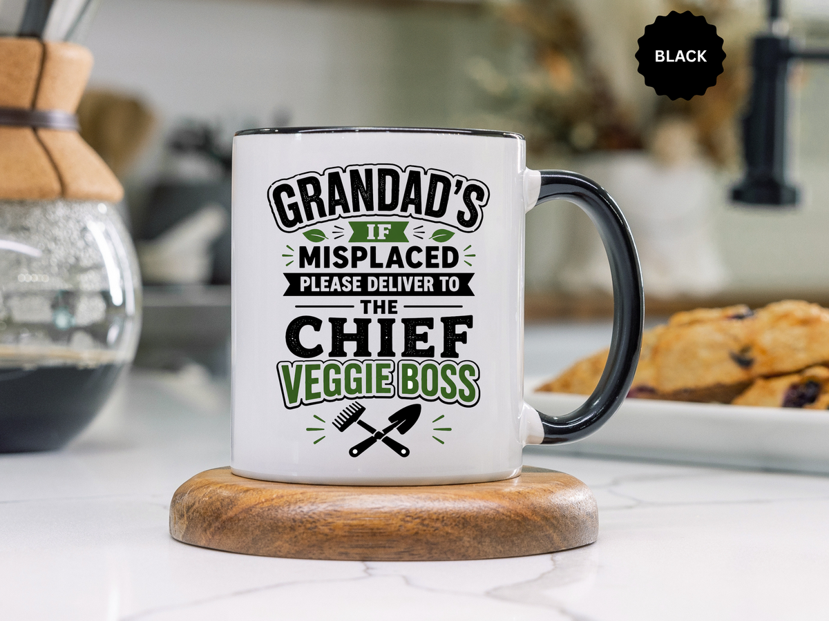 Funny Granddad Gardening Mug, Misplaced Veggie Boss Coffee Cup, Gift for Grandpa Gardener, Fathers Day Birthday Present, Garden Humor