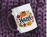 Personalized Fall Name Mug, Custom Hazel Pumpkin Coffee Cup, Autumn Birthday Gift for Her, Thanksgiving Keepsake, Cozy Seasonal Present