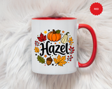 Personalized Fall Name Mug, Custom Hazel Pumpkin Coffee Cup, Autumn Birthday Gift for Her, Thanksgiving Keepsake, Cozy Seasonal Present