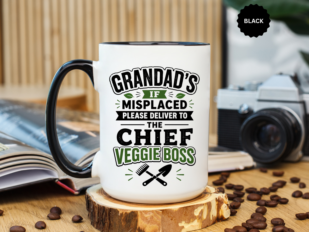 Funny Granddad Gardening Mug, Misplaced Veggie Boss Coffee Cup, Gift for Grandpa Gardener, Fathers Day Birthday Present, Garden Humor