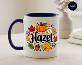 Personalized Fall Name Mug, Custom Hazel Pumpkin Coffee Cup, Autumn Birthday Gift for Her, Thanksgiving Keepsake, Cozy Seasonal Present
