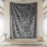 Creepy Pumpkin Halloween Blanket, Black and White Jack O Lantern Throw for Gothic Home Decor, Spooky Horror Sofa Blanket, Halloween Gift
