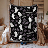 Cute Ghost Halloween Blanket, Hey Boo Boo Spooky Throw for Cozy Fall Home Decor, Black Gothic Sofa Blanket, Halloween Gift for Ghost Lovers