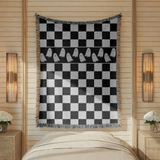 Black and White Checkerboard Blanket, Ghost Pattern Woven Throw, Gothic Room Decor, Spooky Home Accent, Alternative Gift for Teens