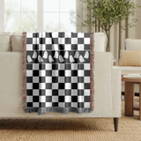 Black and White Checkerboard Blanket, Ghost Pattern Woven Throw, Gothic Room Decor, Spooky Home Accent, Alternative Gift for Teens