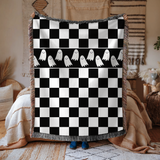 Black and White Checkerboard Blanket, Ghost Pattern Woven Throw, Gothic Room Decor, Spooky Home Accent, Alternative Gift for Teens