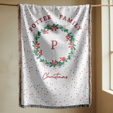 Personalized Christmas Family Blanket, Monogram Holiday Woven Throw, Potter Family Christmas Decor, Custom Winter Gift for Home