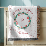Personalized Christmas Family Blanket, Monogram Holiday Woven Throw, Potter Family Christmas Decor, Custom Winter Gift for Home