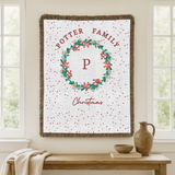 Personalized Christmas Family Blanket, Monogram Holiday Woven Throw, Potter Family Christmas Decor, Custom Winter Gift for Home