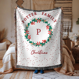 Personalized Christmas Family Blanket, Monogram Holiday Woven Throw, Potter Family Christmas Decor, Custom Winter Gift for Home