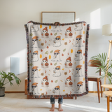 Cute Ghost Halloween Blanket, Spooky Mushroom Throw for Cozy Fall Decor, Whimsical Autumn Sofa Blanket, Halloween Gift for Ghost Lovers