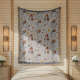 Cute Ghost Halloween Blanket, Spooky Mushroom Throw for Cozy Fall Decor, Whimsical Autumn Sofa Blanket, Halloween Gift for Ghost Lovers
