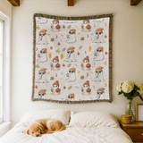 Cute Ghost Halloween Blanket, Spooky Mushroom Throw for Cozy Fall Decor, Whimsical Autumn Sofa Blanket, Halloween Gift for Ghost Lovers