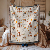 Cute Ghost Halloween Blanket, Spooky Mushroom Throw for Cozy Fall Decor, Whimsical Autumn Sofa Blanket, Halloween Gift for Ghost Lovers