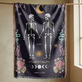 Skeleton Couple Blanket, Comfort Color Throw, Gothic Wedding Gift, Till Death Do Us Part Blanket, Anniversary Gift for Couple