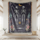 Skeleton Couple Blanket, Comfort Color Throw, Gothic Wedding Gift, Till Death Do Us Part Blanket, Anniversary Gift for Couple