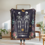 Skeleton Couple Blanket, Comfort Color Throw, Gothic Wedding Gift, Till Death Do Us Part Blanket, Anniversary Gift for Couple