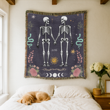 Skeleton Couple Blanket, Comfort Color Throw, Gothic Wedding Gift, Till Death Do Us Part Blanket, Anniversary Gift for Couple