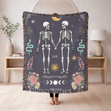 Skeleton Couple Blanket, Comfort Color Throw, Gothic Wedding Gift, Till Death Do Us Part Blanket, Anniversary Gift for Couple