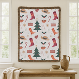 Christmas Stocking Woven Blanket, Festive Holiday Throw, Candy Cane Tree Decor, Cozy Christmas Gift, Winter Farmhouse Home Accent