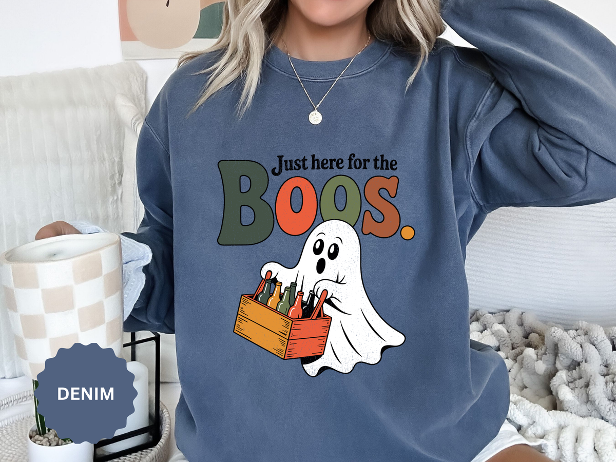 Funny Halloween Ghost Sweatshirt, Where My Boos At Party Pullover, Spooky Season Drinking Gift for Beer Lover, Adult Costume Party Outfit