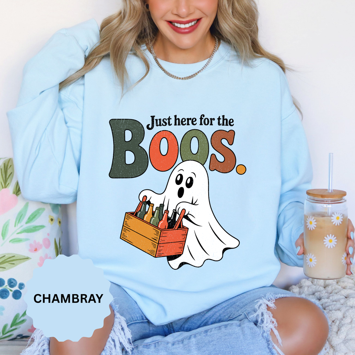 Funny Halloween Ghost Sweatshirt, Where My Boos At Party Pullover, Spooky Season Drinking Gift for Beer Lover, Adult Costume Party Outfit